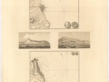 [composite sheet]: Plan of the City and Bay of Lipari ...    View of Cape Tyndaris.    View of the City of Lipari.    Plan of Port Madonna & the Bay of Olivieri ... on Sale