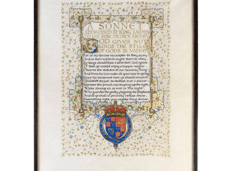 [Calligraphic illuminated manuscript on vellum] A sonnet addressed by King James to his son Prince Henry on Sale