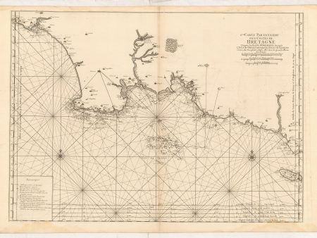 6e. Carte Particuliere des Costes de Bretagne depuis le Baye d Hodierne jusqu a l Isle de Groa, contenant les Isles de Glenan. ... on Sale