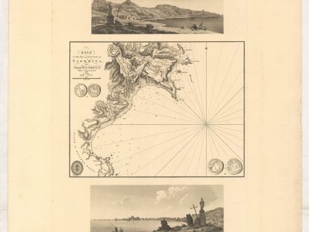 [composite sheet] View of the City of Taormina.    Plan of the Bay and Environs of Taormina, ...    View of Schiso Point. Online Hot Sale