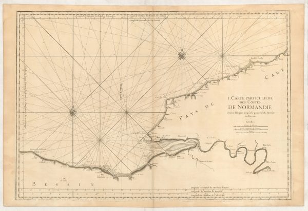 1. Carte Particuliere des Costes de Normandie depuis Dieppe jusqu a la Pointe de Percée en Bessin. Fashion